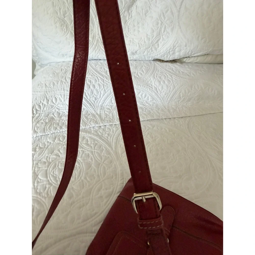 Nine West Red Pebbled Faux Leather Crossbody Bag Buckle Detail Small Purse
